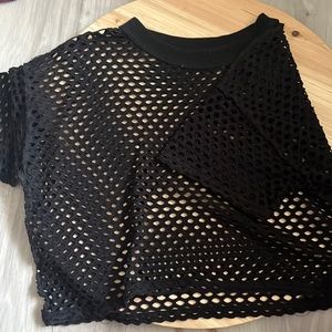 sheer black cover up crop top